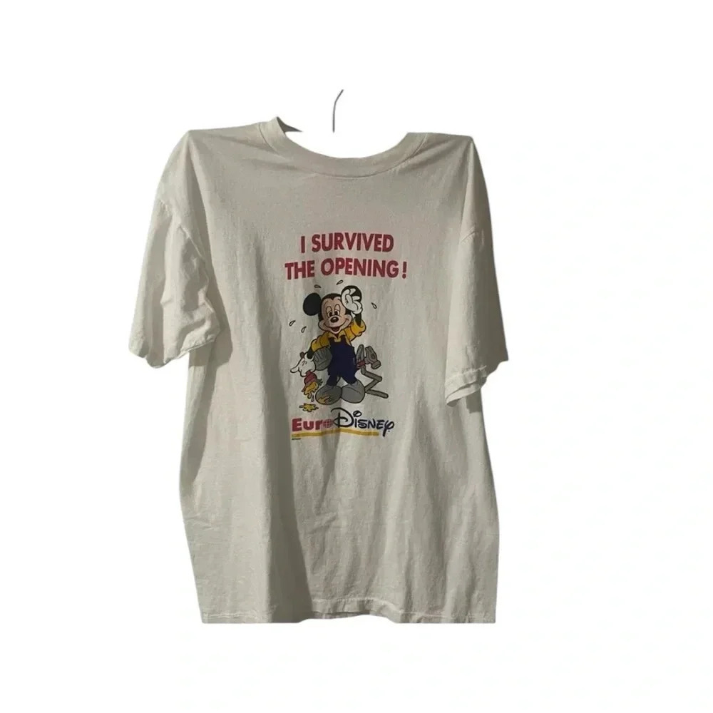 DISNEYLAND PARIS (EURO DISNEY) I SURVIVED THE OPENING '92 T-SHIRT SZ LARGE RARE